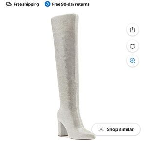 INC Silver Rhinestone Knee-High Boots